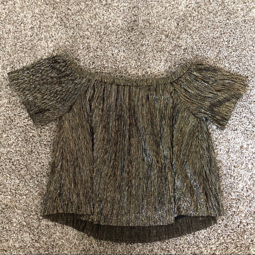 Lush Metallic Off the Shoulder Top